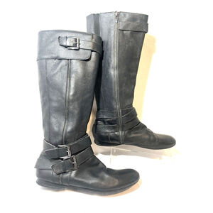 Enzo Angiolini Tall Boots Black Leather Eazenzi Size 11 M Riding Boots